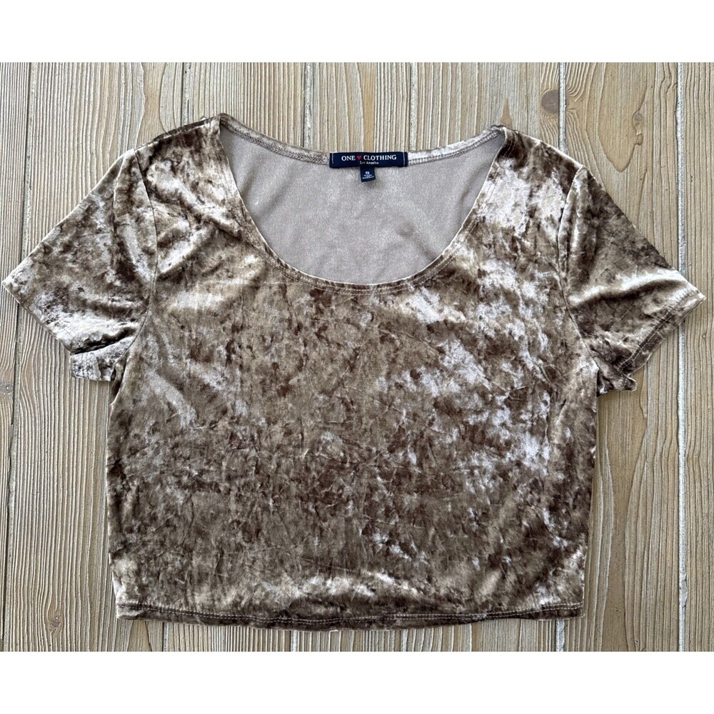 Women’s One Clothing Los Angeles Brown Crushed Velvet Crop Top Size S